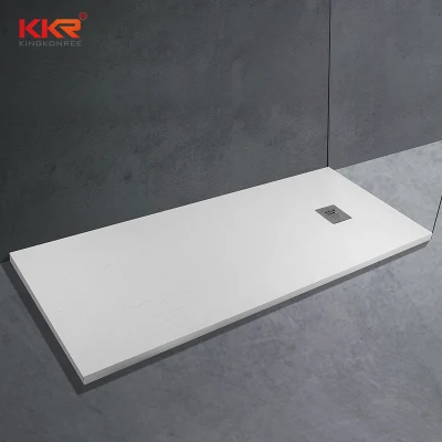 Nueva llegada Piedra artificial Pure White bandejas base ducha para Proyecto hotelero