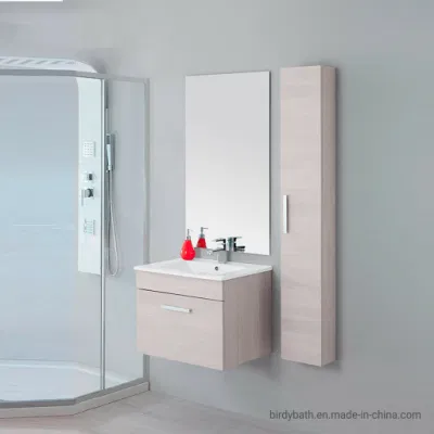  Composición del Gabinete de baño suspendido 60 lavabo blanco espejo de pared