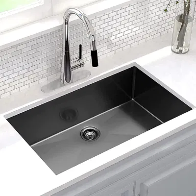 Fábrica Precio bajo Nano 304 Cocina Negra de Acero inoxidable hecha a mano Lavabo Doble cubeta lavado de verduras engrosado Cuenca grande