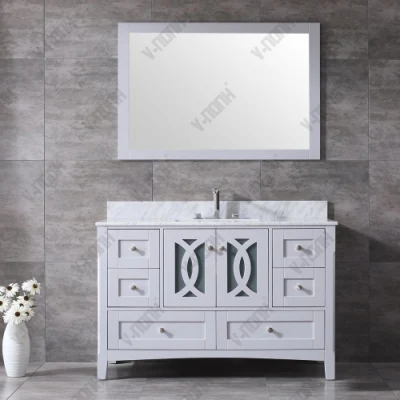 48 pulgadas de alta calidad encimera de mármol de Carrara moderno gabinete de vanidades de baño