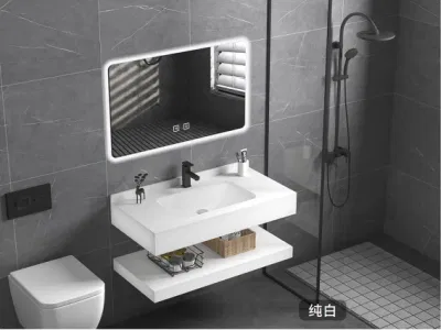 Armario de almacenamiento de piedra artificial personalizado lavabo lavabo Cuarto de baño moderno Armario