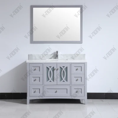 Madera maciza de 48 pulgadas de pie de la cuenca de cerámica de cuarto de baño muebles