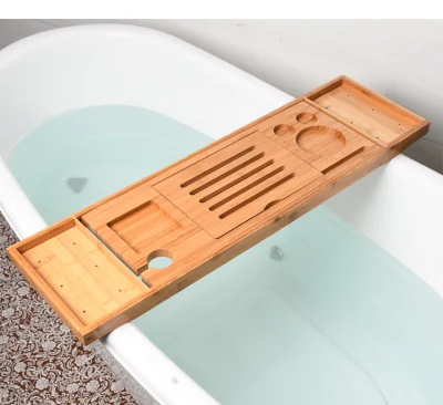 El bambú Bandeja de bañera baño ampliar Bañera Bandeja portadora.