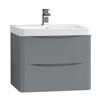 600mm baño gris de la unidad de almacenamiento de la cuenca de la vanidad de sonrisas 2 Cajones muebles armario
