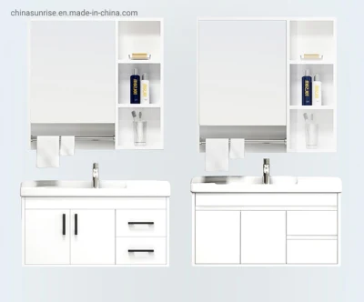 Gabinete de vanidades de baño y lavabo con espejo en la pared para el hogar
