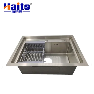 La recogida de basuras Fregadero fregadero de cocina de granito compuesto de cuarzo para rack de soporte a través de fregadero
