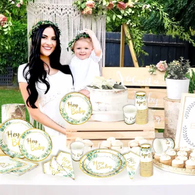  Suministros para fiestas vajilla desechable platos de papel para cumpleaños bebé nupcial Graduación de la ducha