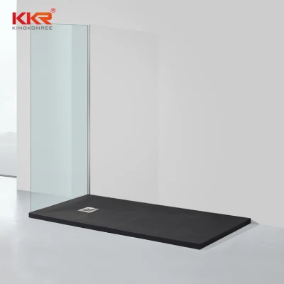  Kingkonree High End Black resina superficie sólida Baño Ducha Bandejas