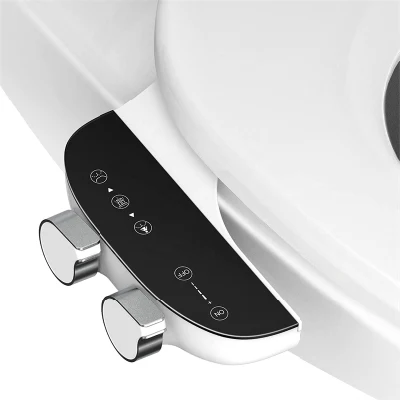  Non-Electric bidé adjunto: Dos boquillas, fácil instalación, acabado en blanco de cerámica, adecuado para la limpieza de la mujer Ultra-Slim Inodoro Bidet adjunto
