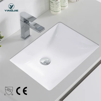 Cupc, directo de fábrica, barato, lavabo de 20 pulgadas, artículos sanitarios, porcelana de cerámica, juego de tocador bajo montaje, lavabos de baño