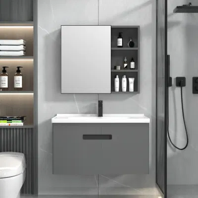  Unidad pequeña Sanitary Ware Cuarto de baño Vanity Ceramic Basin Storage Wall Muebles de armario montados
