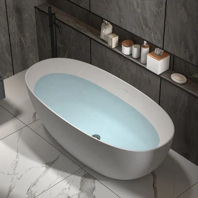  Piedra artificial de alta calidad el cuarto de baño bañera blanca mueble Bañera acrílica redonda