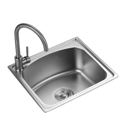 Venta caliente hecho a mano de acero inoxidable 201 304 Fregadero de la cuenca del Single