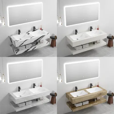 Baño de lavabo doble de lujo Armario de tocador Hotel Centro Baño Armario de espejos