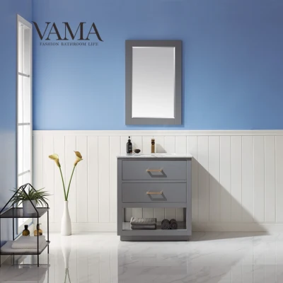 Vama americana moderna de 30 pulgadas de Pie Muebles de baño con espejo 532030