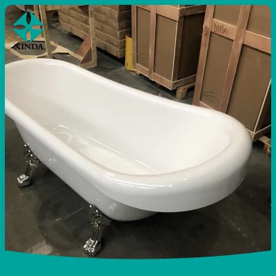  Venta caliente Bañera Ducha acrílico con patas de plata de inmersión profunda bañera de hidromasaje de pie