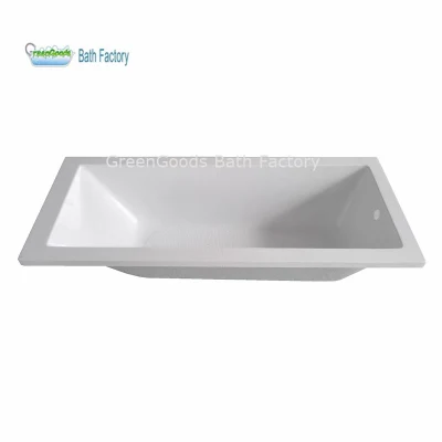  Guangzhou mayorista Simple Sanitario 1 persona barata Pequeña caída de 1,5 m en forma de rectángulo Embedded 100% acrílico puro bañera