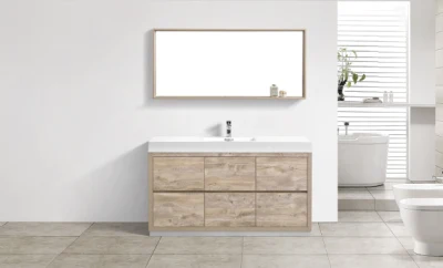 Armarios de madera para el baño Armario de almacenamiento independiente resistente al agua para el hogar Con Pica