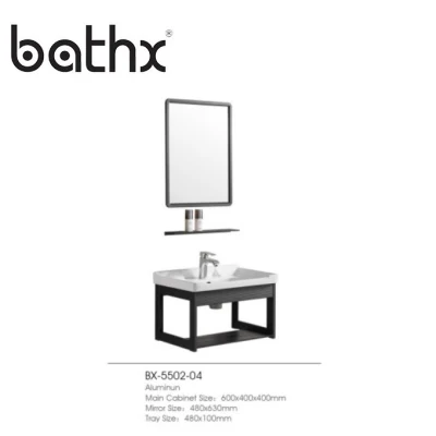  Hotel de lujo de estilo europeo, armarios de pared con cajón lavabo moderno espacio de almacenamiento de cuarto de baño de aluminio de espejo de vanidad