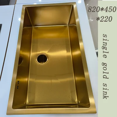 Acero inoxidable Oro Single Bowl más diseños Cocina lavabo lavabo 8245 fábrica