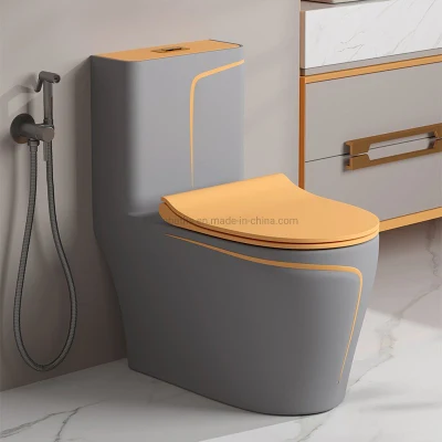  Ortonbath Colorful Green Grey una pieza Inodoros Sanitarios Ceramic Golden Baño Aseo Baño Commode Negro lavar abajo Aseo Sifónico con 300mm En bruto