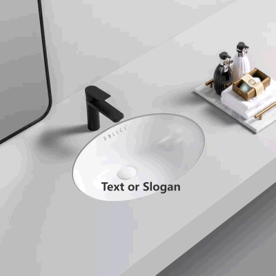 OEM ODM Muebles de Baño Cerámica bajo montado lavabo moderno Oval Lavabo de tocador bajo encimera