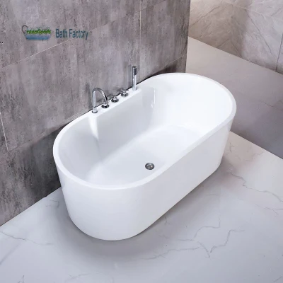  Hotel cuarto de baño de 1200mm bañeras ovales resina acrílica de inmersión profunda bañera independiente