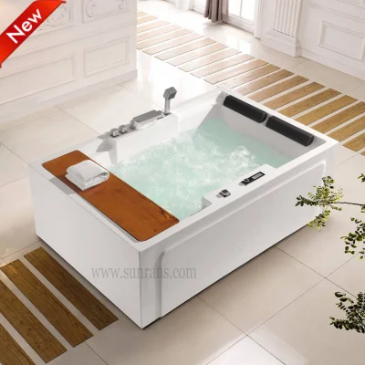  Rincón de moda Aire Jet Hydro Freestanding Baño de Hotel Bañera acrílica Con delantal para dos personas (SF5A006)