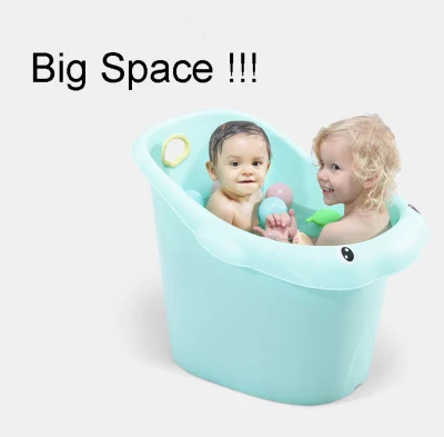 Baño de plástico grande y profundo para bebés y niños con asiento.