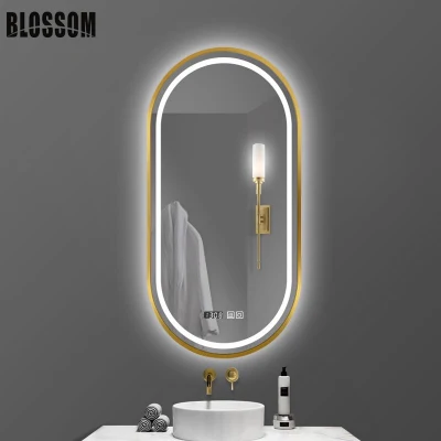  Vidrio de lujo iluminado LED inteligente Decoracion espejo de pared para el cuarto de baño