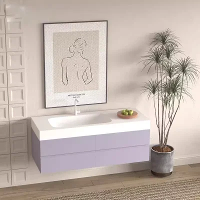 Fábrica de muebles Ventas moderno Sintered Stone mármol Baño Lavadero Lavabo Púrpura
