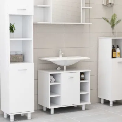 El cuarto de baño con lavabo de la cuenca del Gabinete de la Unidad Permanente de la puerta de muebles de almacenamiento&amp;estantes