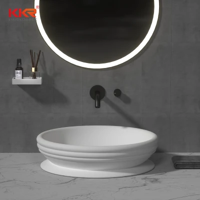 Mobiliario de baño de la villa superficie sólida Contador de Piedra Top Lavadero