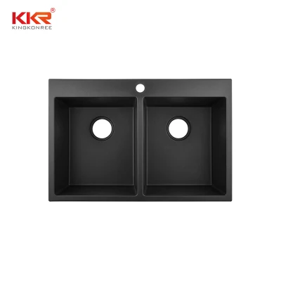 Engineered Stone Fregaderos Cuenco de cuarzo compuesto Undermount doble fregadero