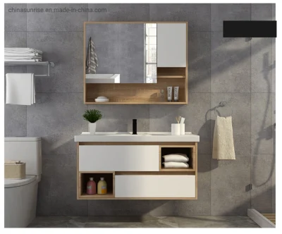 Gabinete de vanidades de baño y lavabo con espejo en la pared para el hogar