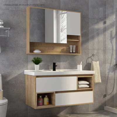 Gabinete de vanidades de baño y lavabo con espejo en la pared para el hogar