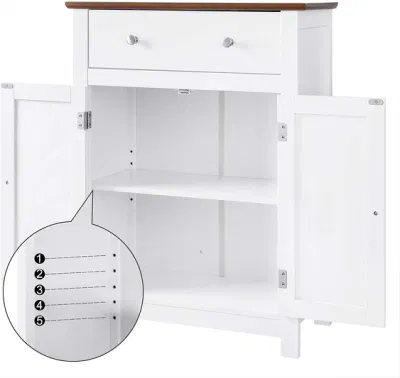 Mobiliario de Baño MDF independiente Organizador de Cajones Armario de Baño personalizado con Puerta, Cuarto de Baño-Armario-Blanco