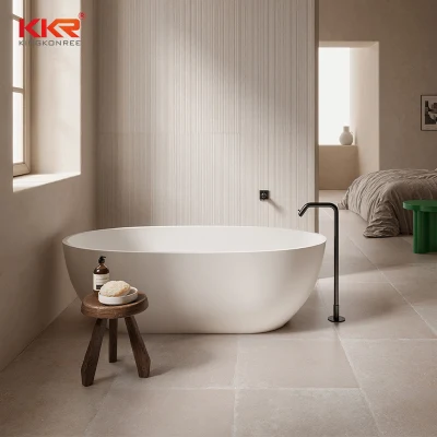 Artículos sanitarios Precio Venta al por mayor superficie sólida Blanca Piedra resina libre Bañera de hidromasaje de baño SPA a Dubai (BT230707)