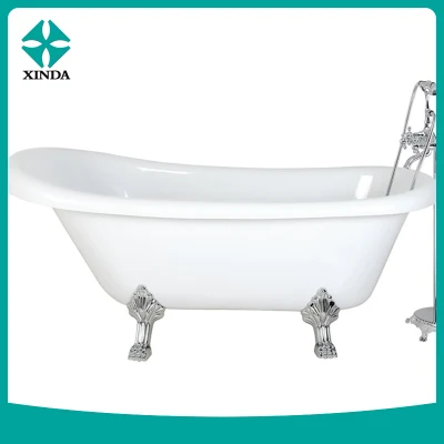 Venta caliente Bañera Ducha acrílico con patas de plata de inmersión profunda bañera de hidromasaje de pie