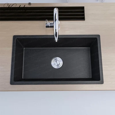  Forma rectangular de piedra de cuarzo compuesto Undermount fregadero Fregadero sin grifo