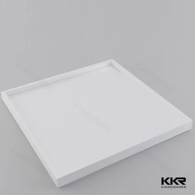 Moderno y acrílico resistente superficie sólida piedra plato de ducha baño