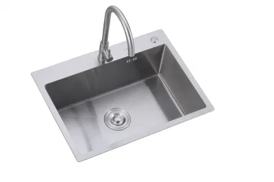 Venta caliente hecho a mano de acero inoxidable 201 304 Fregadero de la cuenca del Single