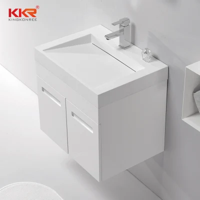 Diseño moderno, espejo del baño lavar la superficie sólida del Gabinete de la cuenca