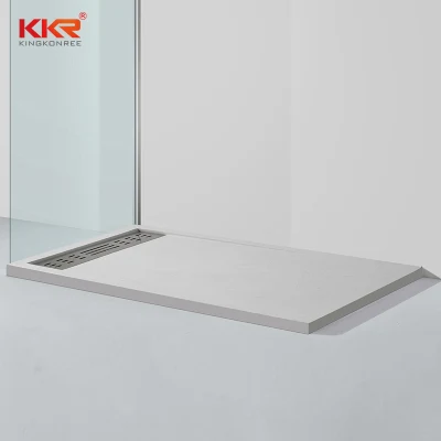  1200*800mm Cuarto de baño rectangular delgado Bandeja de ducha de piedra de resina blanca