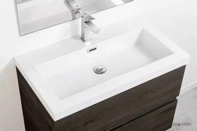  Muebles de baño totalmente suspendido en el Reino Unido de 80 cm de cuarto de baño en Alsazia Resina de color y el espejo lavabo.