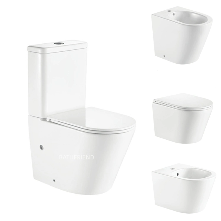 Classic Design Master Bathroom Two Piece Water Closet 3/4.5L Flush Whole Set Bidet Ceramic Rimless Toilet