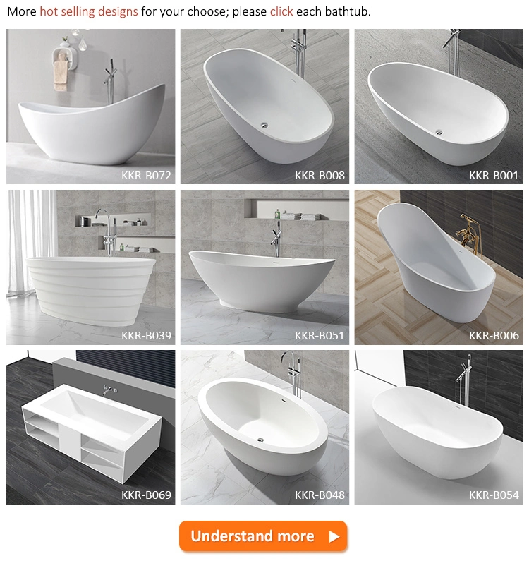 Sanitary Wares Wholesale Price White Solid Surface Resin Stone Freestanding Bathtub SPA Bath Soaking Hot Tub to Dubai (BT230707)