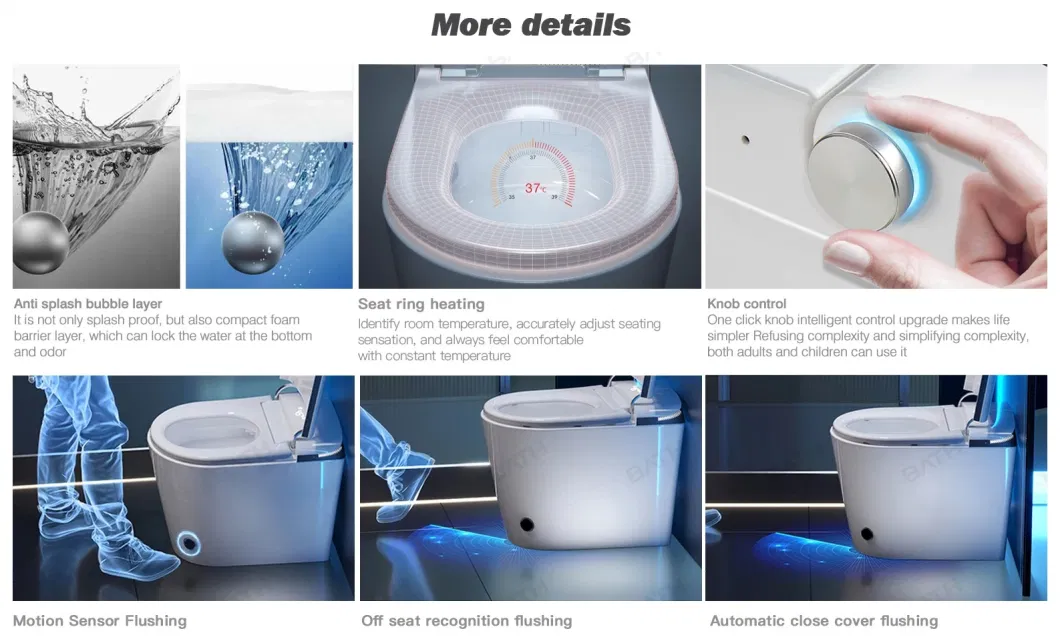 Ortonbaths Modern Toilet Bidet Combo with Bidet P Trap Auto Flush Remote Control Intelligent Warm Seat Smart Toilet