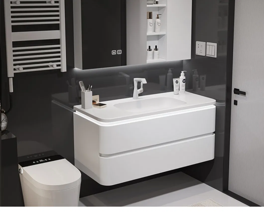 Modern Luxury Bathroom Vanity Waterproof Wash Basin and Sink Bathroom Mirror Cabinet