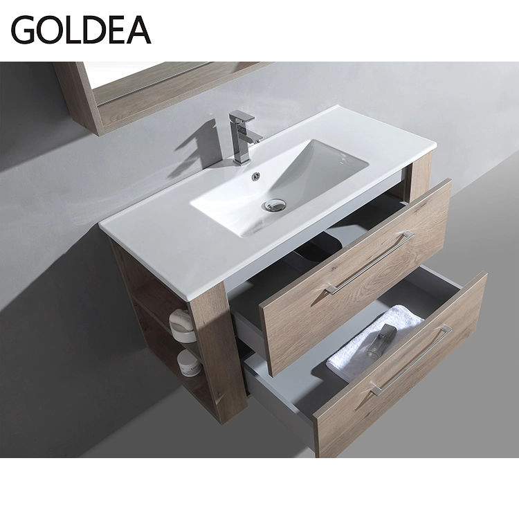 Wall Mount Storage Melamine Bathroom Vanity and Sink Cabinet with Mirror